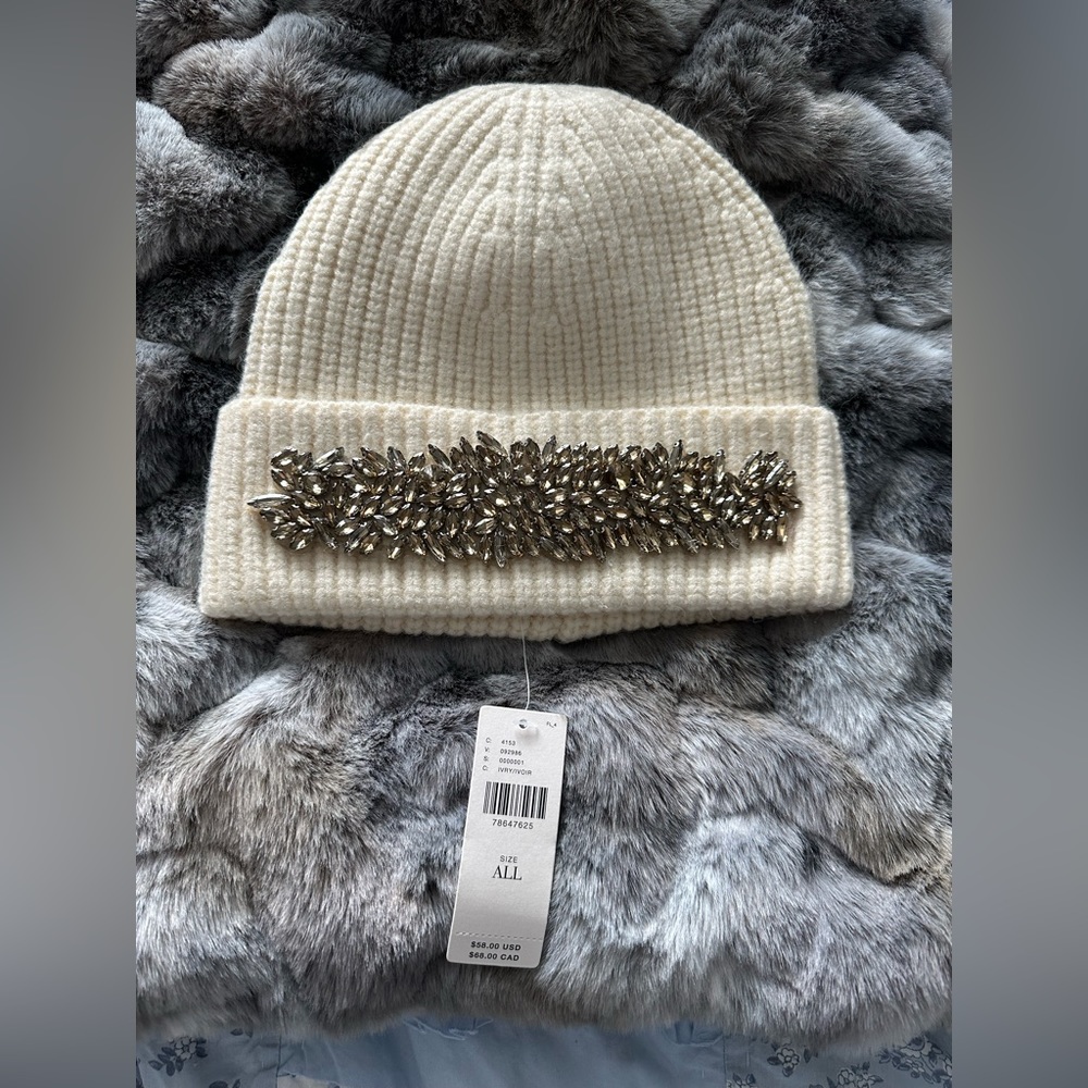Anthropologie Embellished Rhinestone Beanie